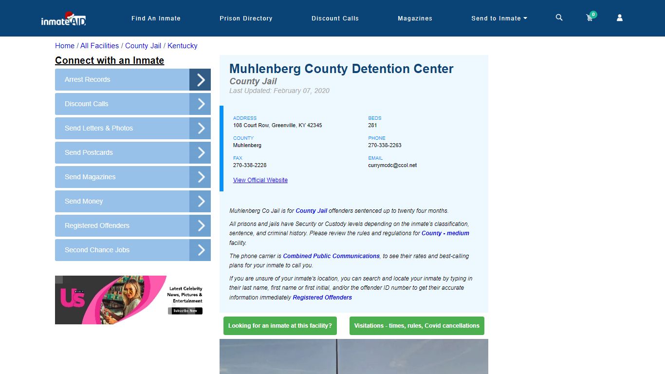 Muhlenberg County Detention Center - Inmate Locator - Greenville, KY