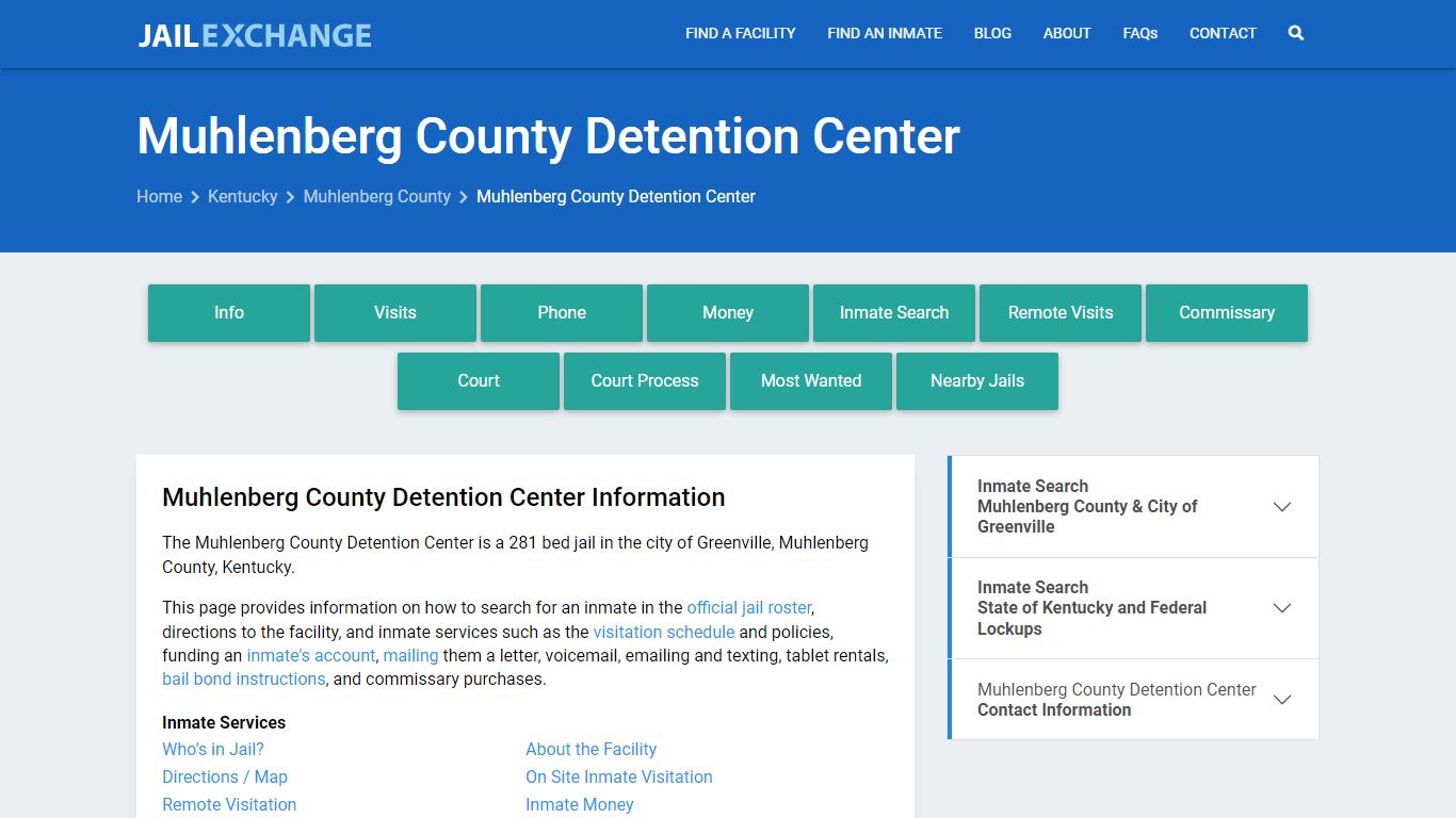 Muhlenberg County Detention Center, KY Inmate Search, Information